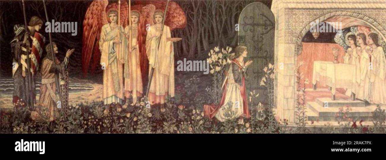 La vision du Saint Graal à Sir Galahad, Sir Bors et Sir Perceval par Edward Burne-Jones Banque D'Images