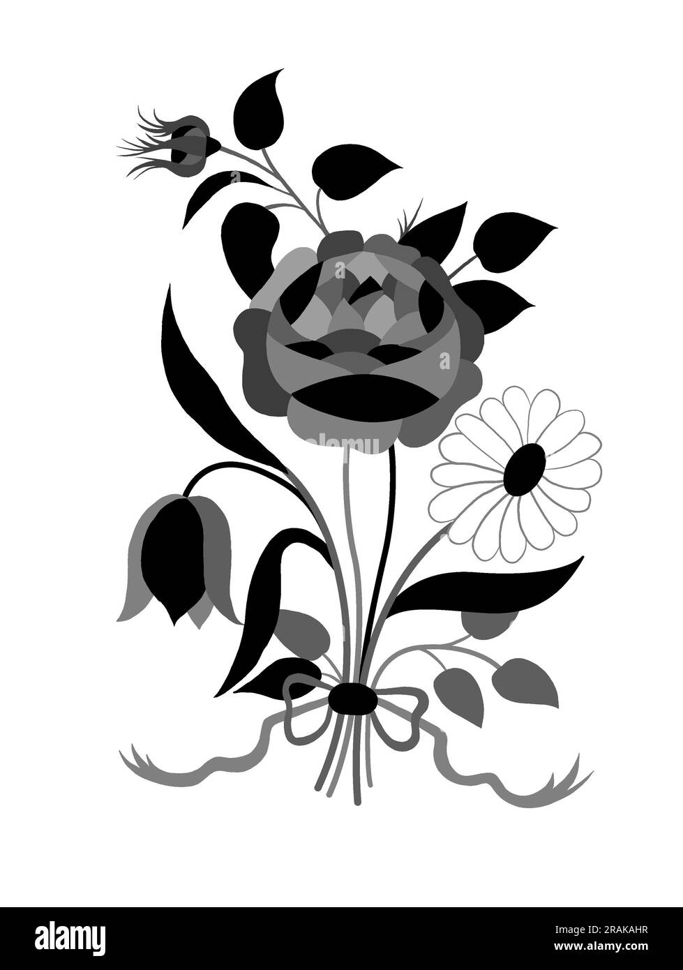 Un beau motif floral abstrait avec des fleurs et des feuilles colorées tendance. Fleurs fantaisie, Banque D'Images