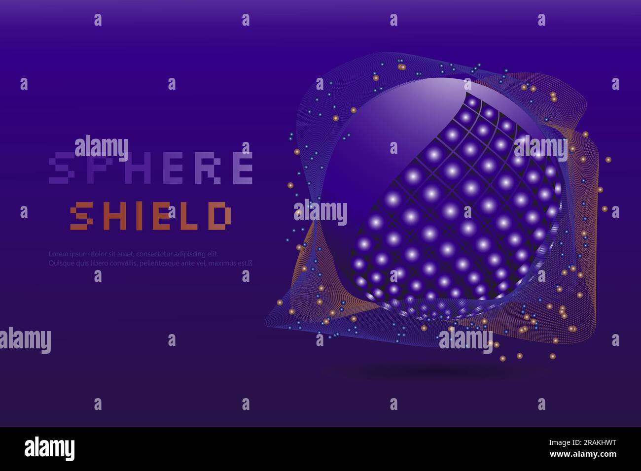 Protection de sphère. Bulle de protection contre les virus. Expérience en matière de technologie antivirale. 3d barrière énergétique à bille. Page d'accueil Illustration de Vecteur