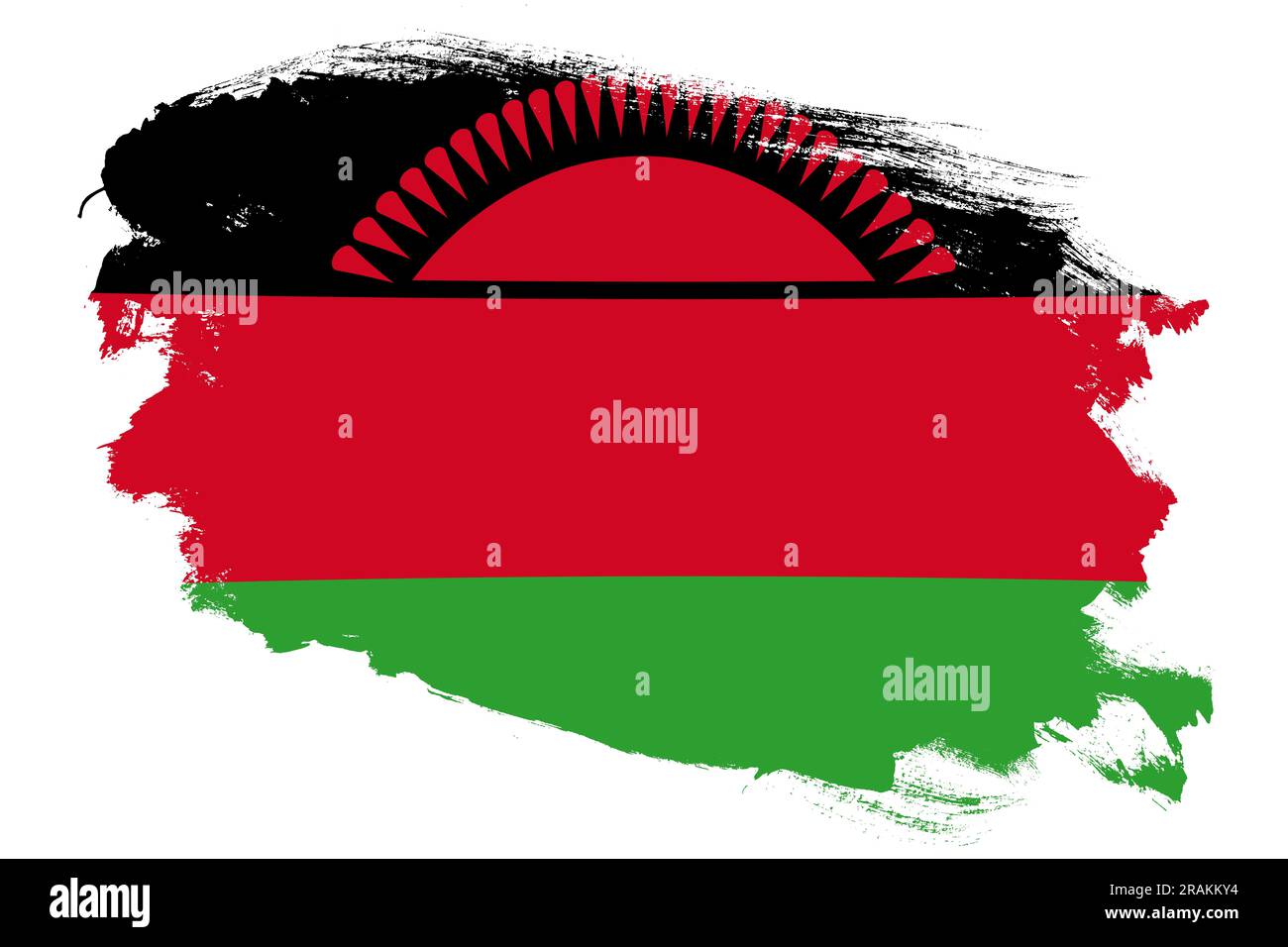 Drapeau national du Malawi sur fond blanc texturé de pinceau grunge Banque D'Images