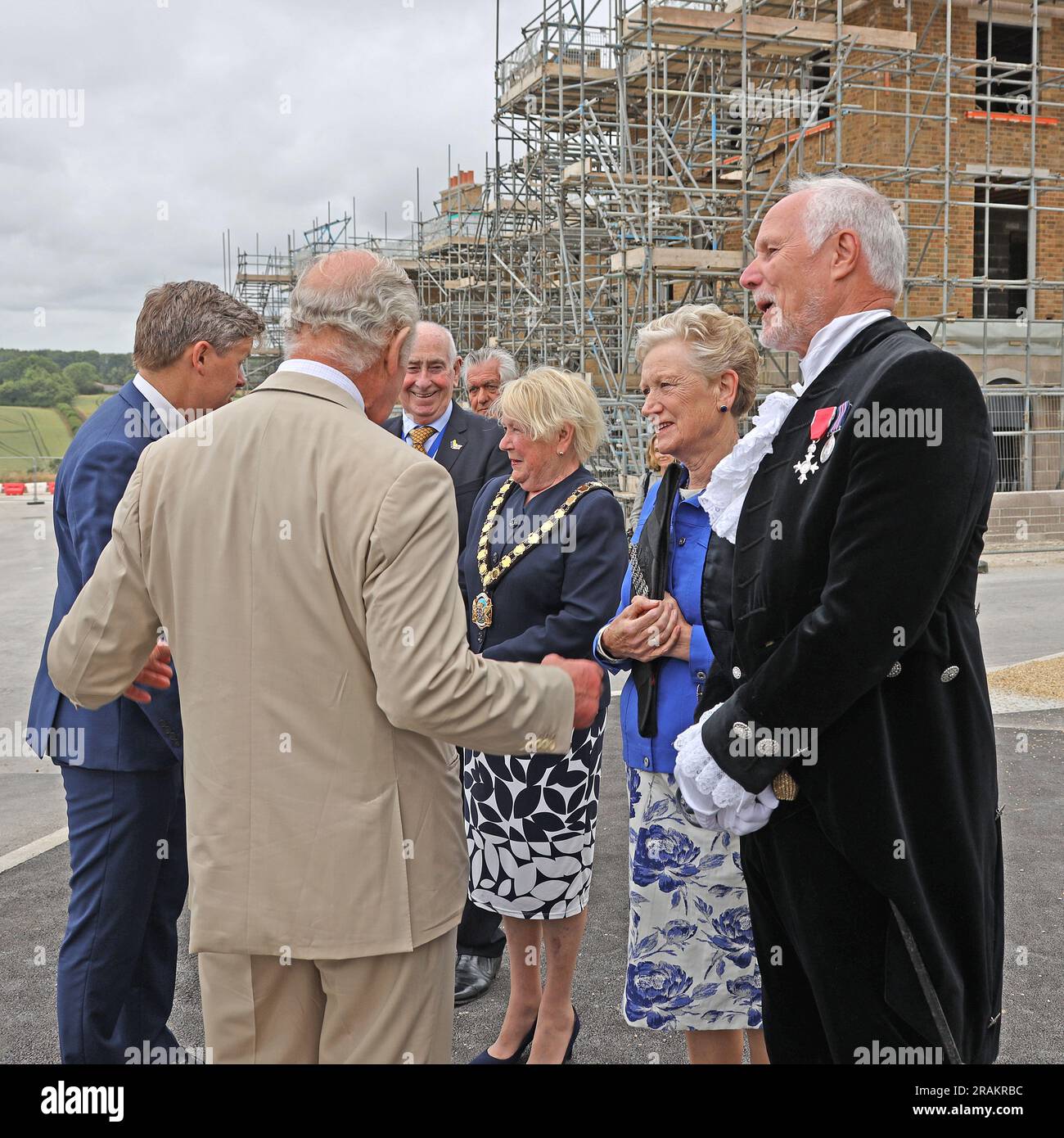 Le roi Charles III et la reine Camilla à Poundbury le 27 juin 2023 Banque D'Images