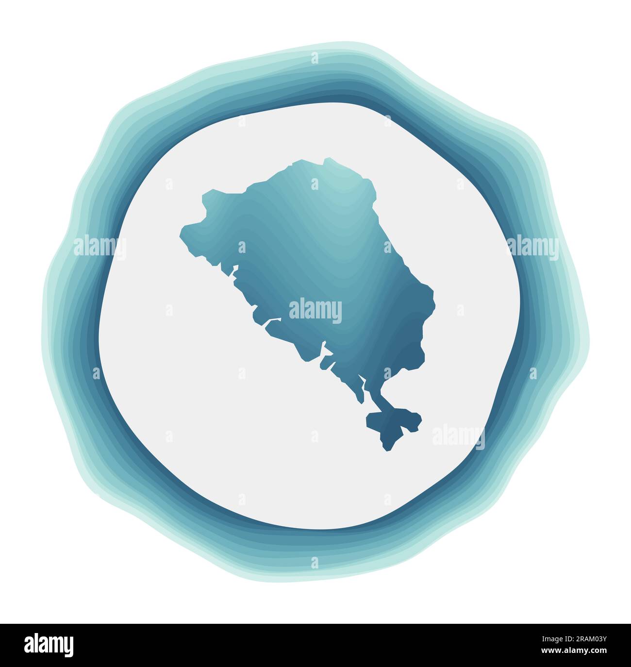 Logo de l'île du côlon. Badge de l'île. Signe circulaire superposé autour de la forme du côlon. Illustration vectorielle authentique. Illustration de Vecteur