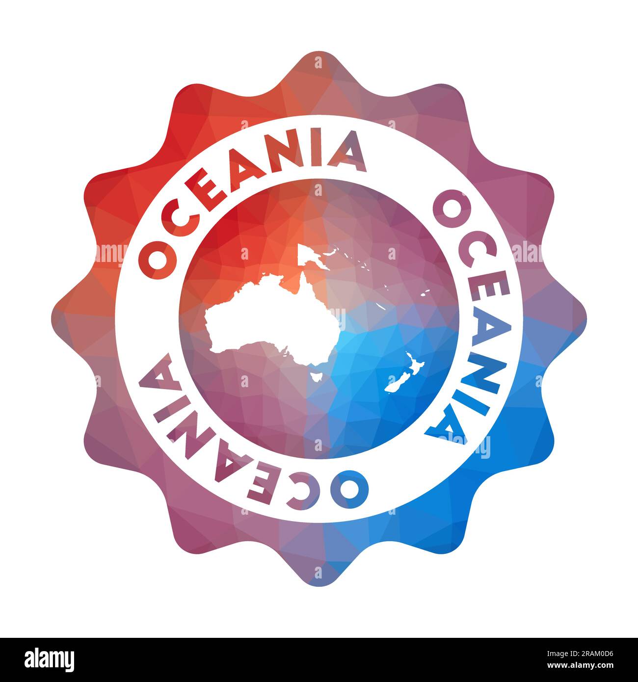 Logo Oceania low poly. Logo coloré de voyage dégradé du continent dans un style géométrique. Illustration de Vecteur