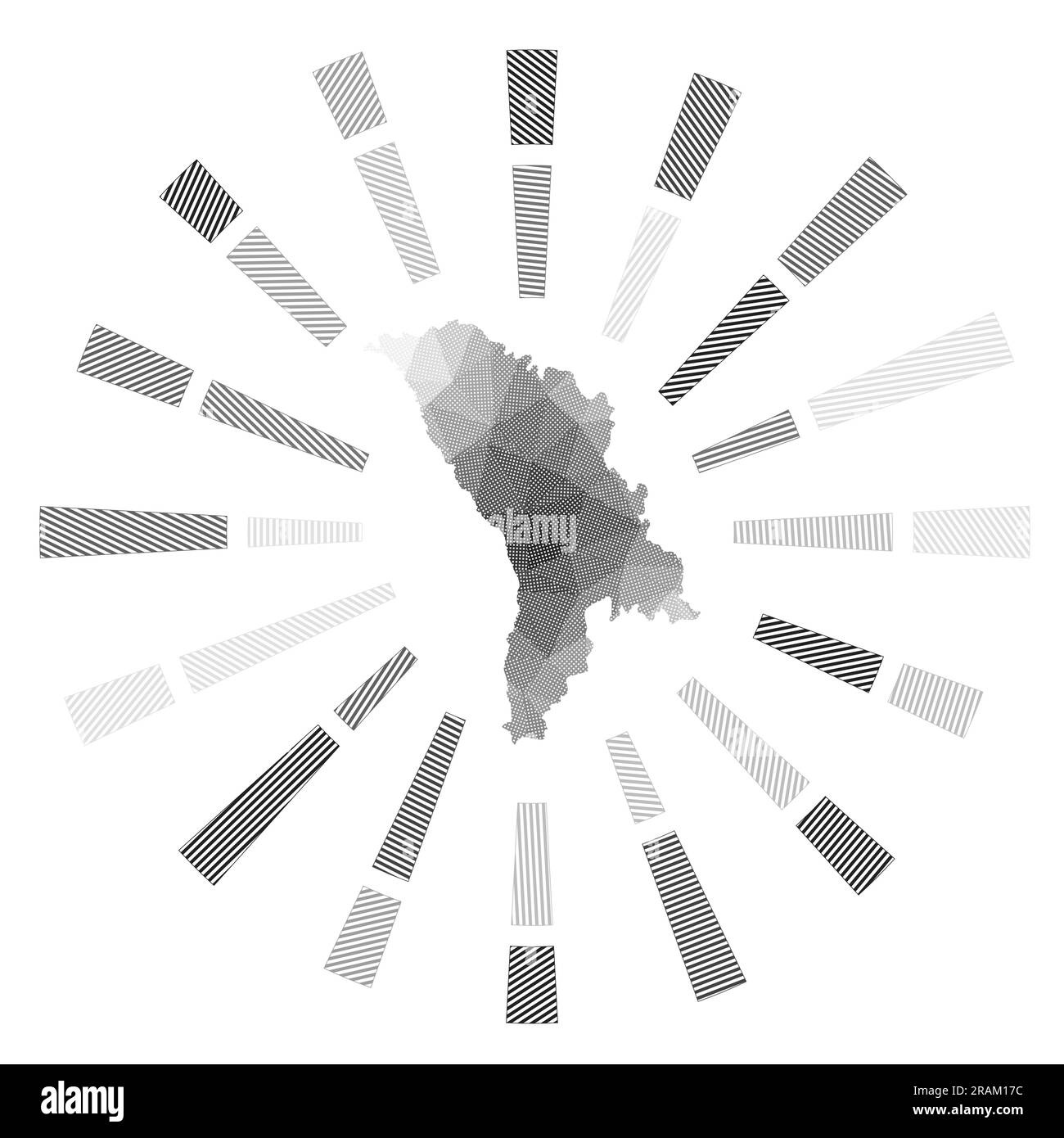 Moldavie coup de soleil. Faible rayure de poly rayés et carte du pays. Illustration vectorielle nette. Illustration de Vecteur