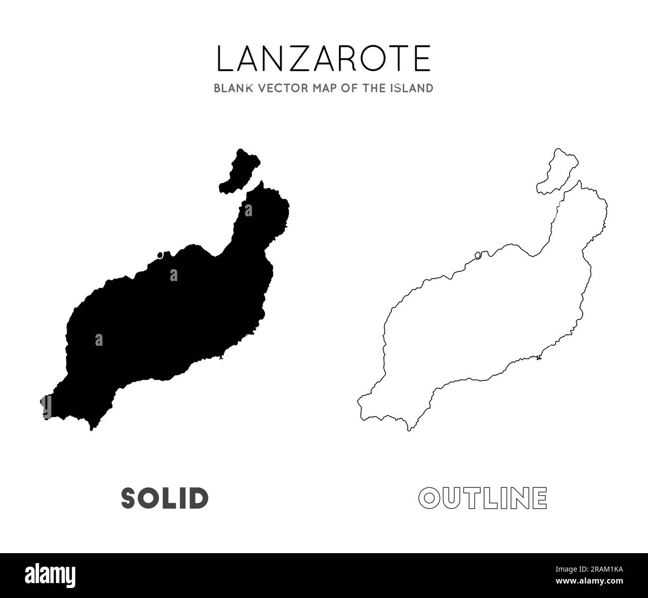 Carte de Lanzarote. Carte vectorielle vierge de l'île. Frontières de Lanzarote pour votre infographie. Illustration vectorielle. Illustration de Vecteur