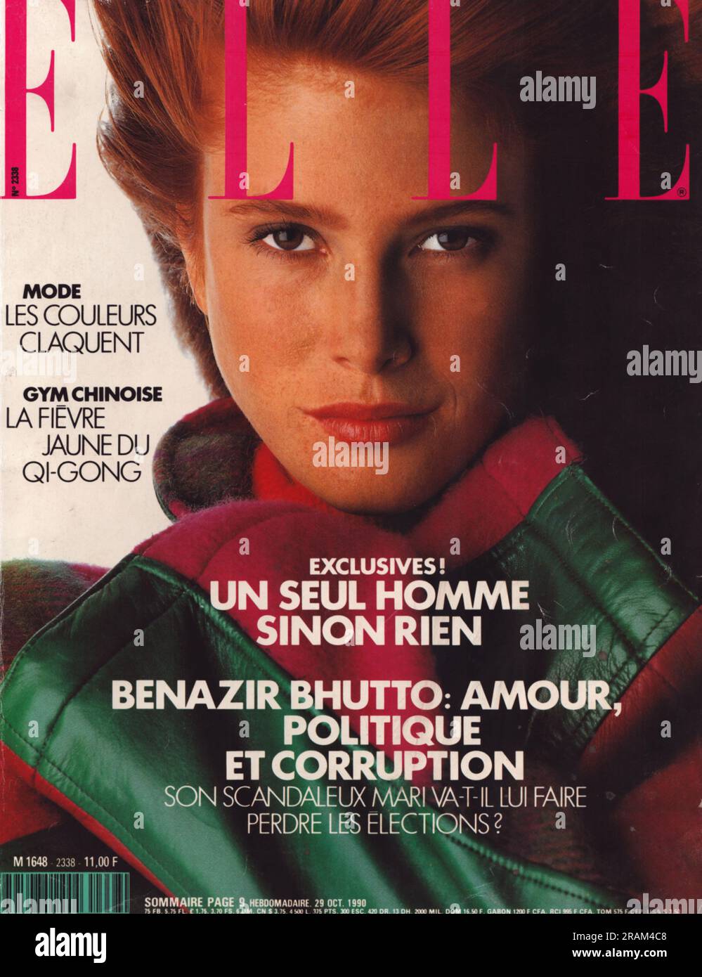 Elle Cover Edition française elle France 29 Oct 1990 French elle Cover page Vintage elle Magazine Banque D'Images