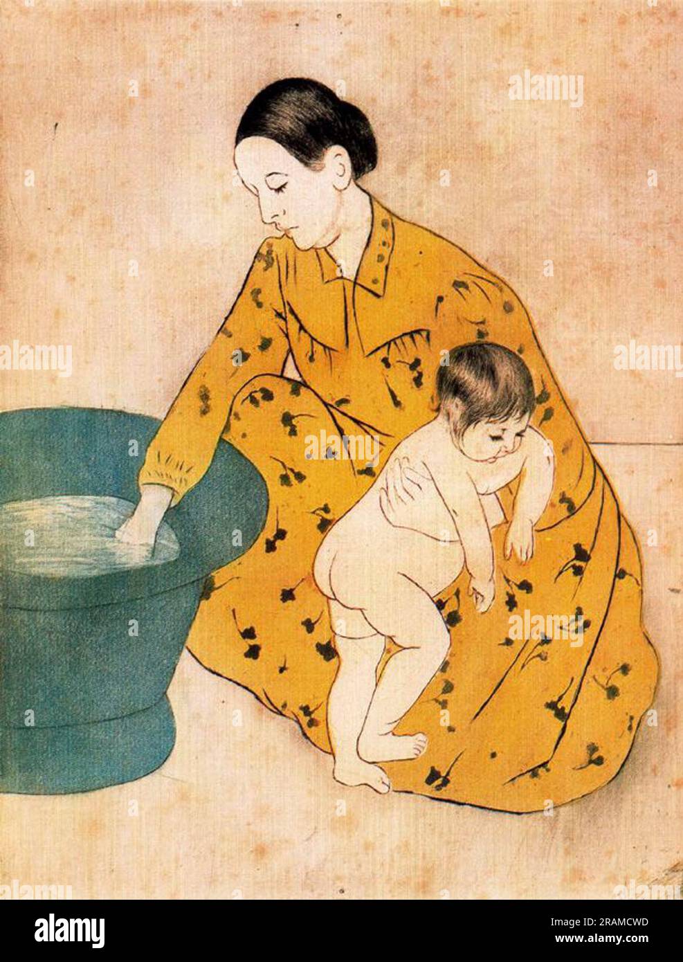 Le bain de l'enfant 1893 par Mary Cassatt Banque D'Images