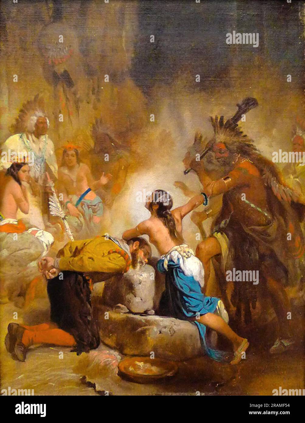 John Smith sauvé par Pocahontas par Alonzo Chappel Banque D'Images