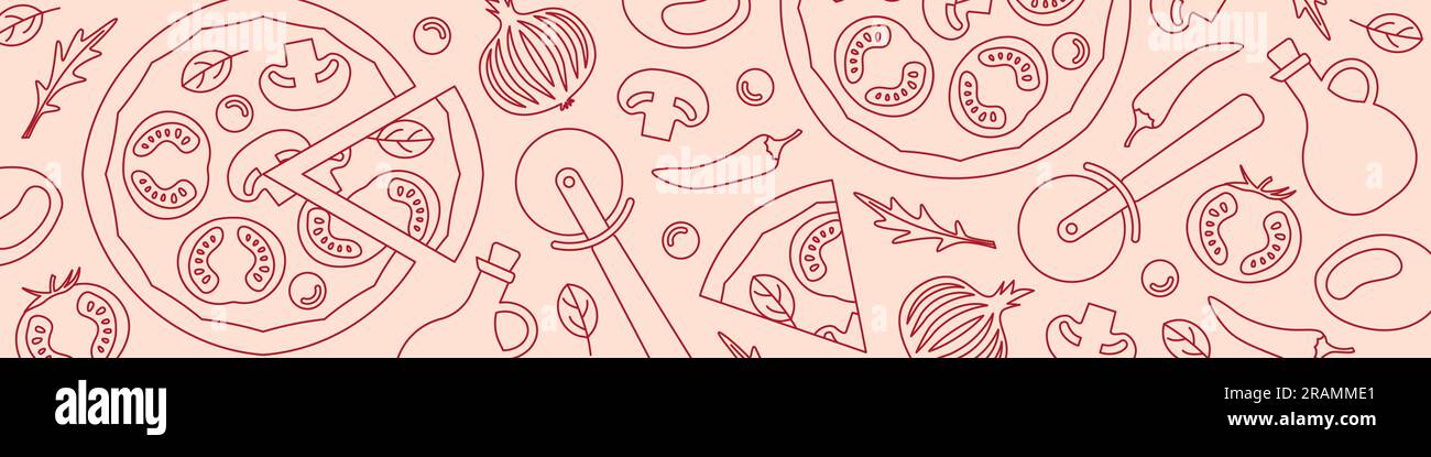 restaurant, menu, bannière pizza italienne - illustration vectorielle Illustration de Vecteur