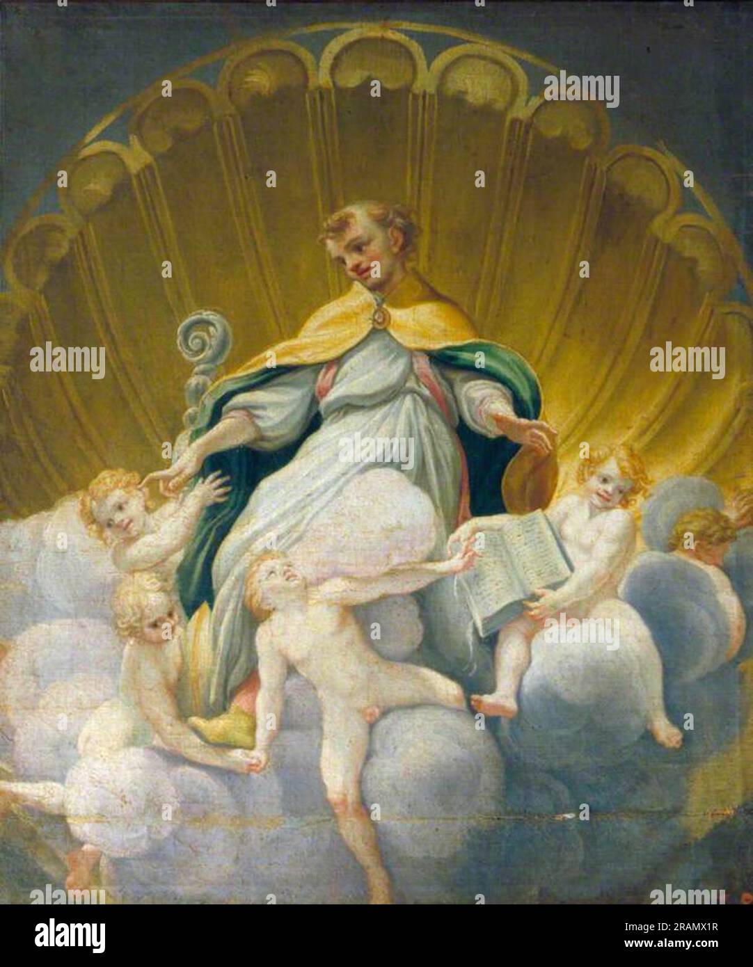 Saint Hilary entouré par les Anges (copie de la fresque dans la coupole de la cathédrale de Parme) par Correggio Banque D'Images