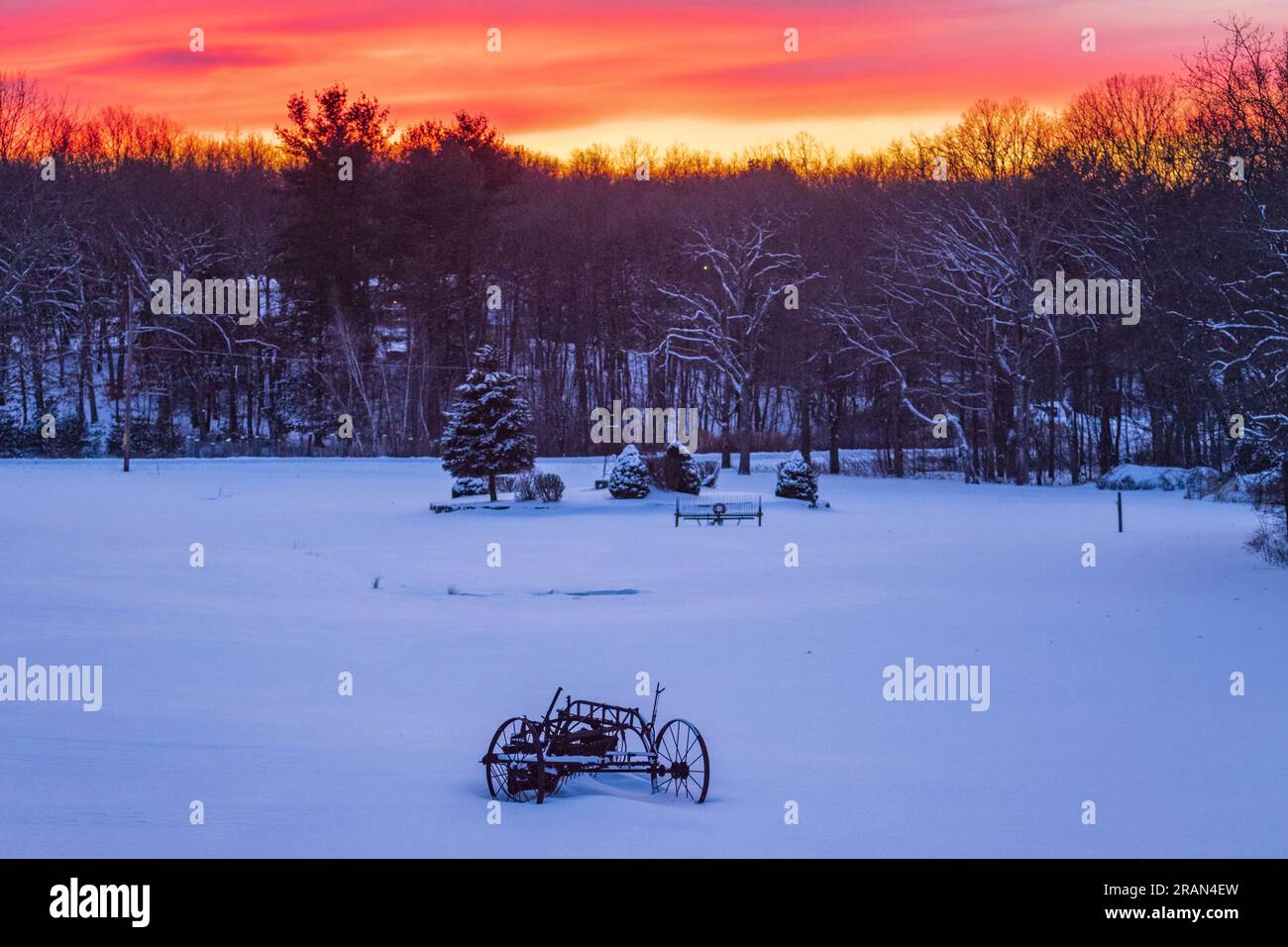 Scène d'après-midi d'hiver à Otisville, New York, le 30 janvier 2022. Banque D'Images