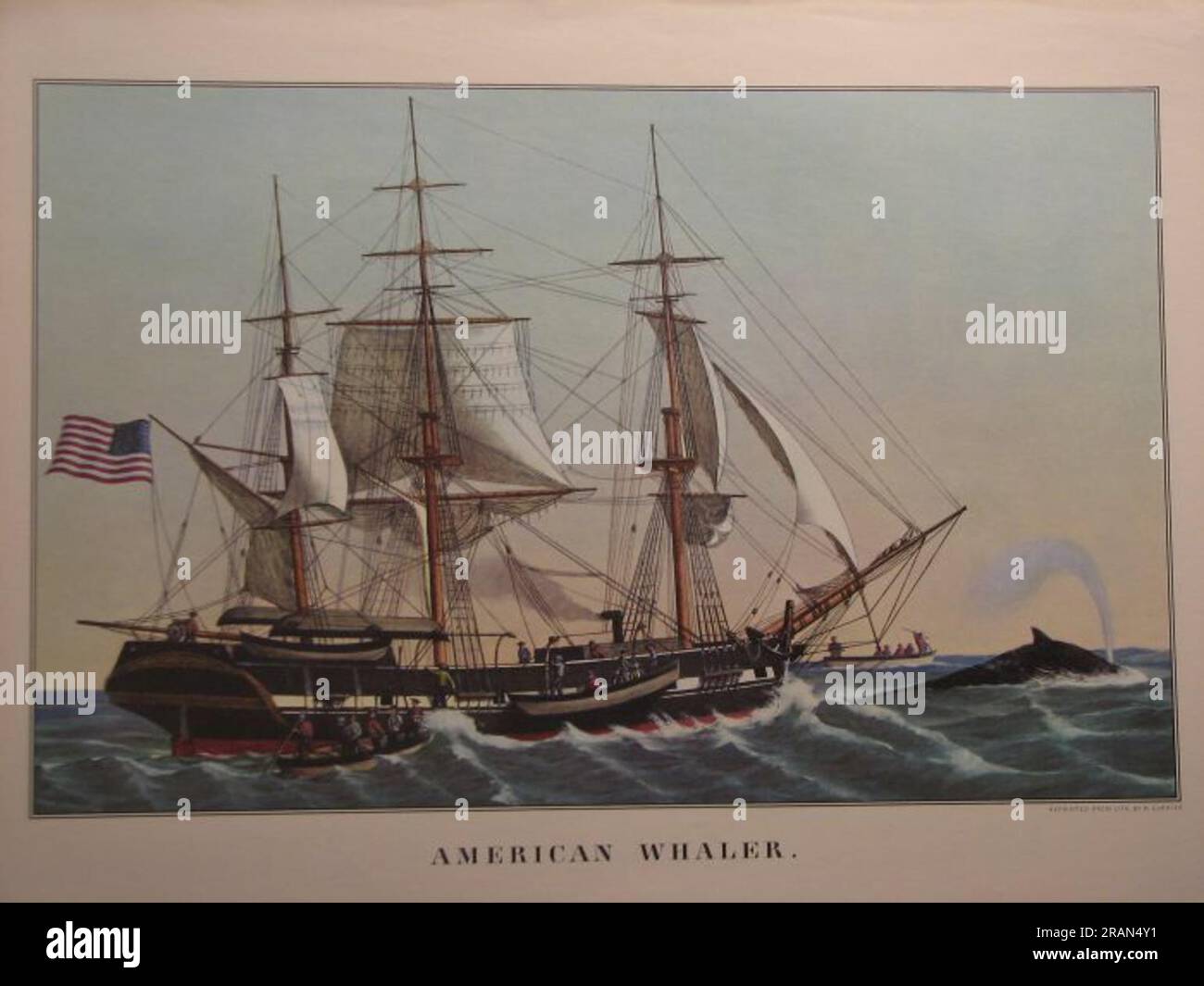 Whaler américain par Currier et Ives Banque D'Images