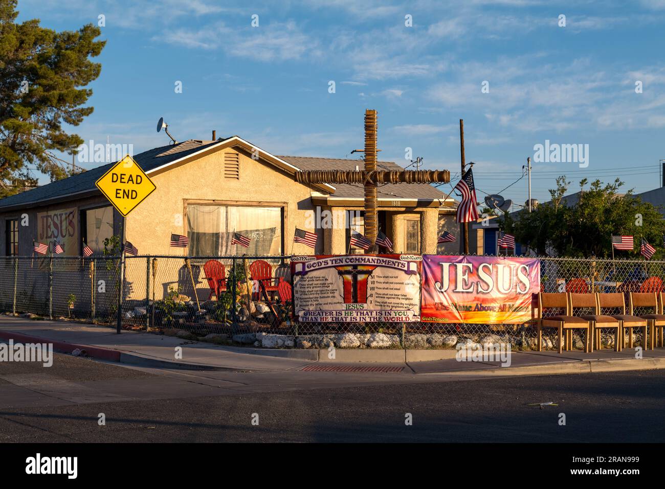 Église évangélique dans une résidence unifamiliale, Las Vegas, Nevada. Banque D'Images