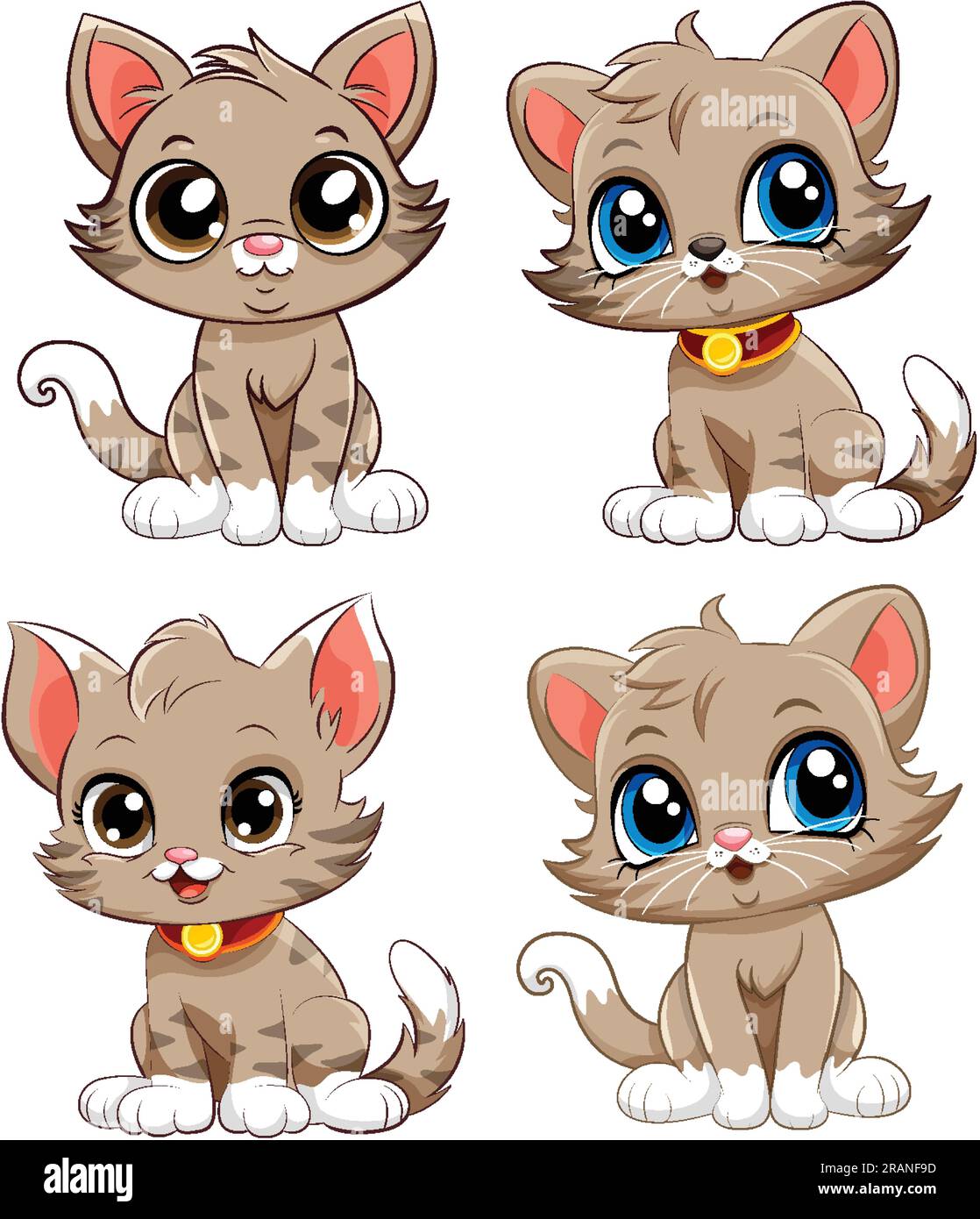 Cute Kittens Cartoon Characters Collection illustration Illustration de Vecteur