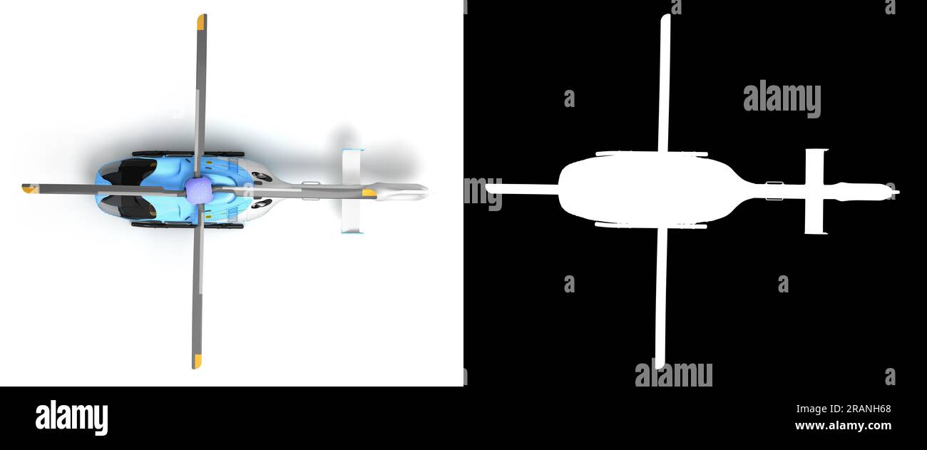 hélicoptère polyvalent de passagers pour le transport aérien vue de dessus 3d rendu sur blanc avec alpha Banque D'Images