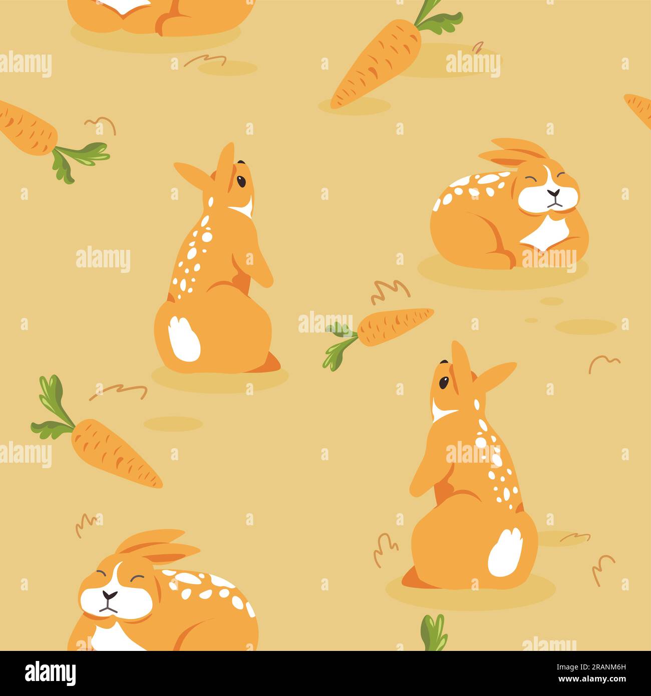 Des lapins et des lièvres mignons avec des carottes sur les champs Illustration de Vecteur