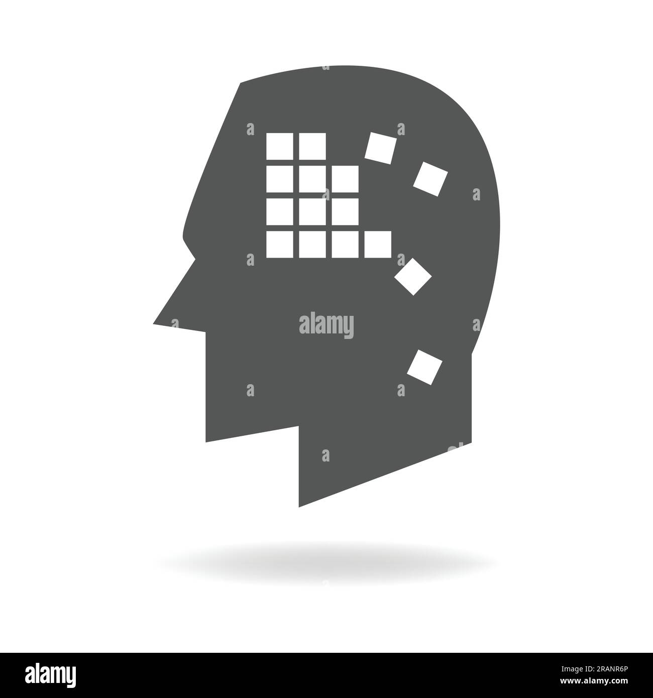Graphique de concept de mémoire, boîtes qui se distinguent par analogie pour la perte de mémoire ou la maladie d'alzheimer Illustration de Vecteur