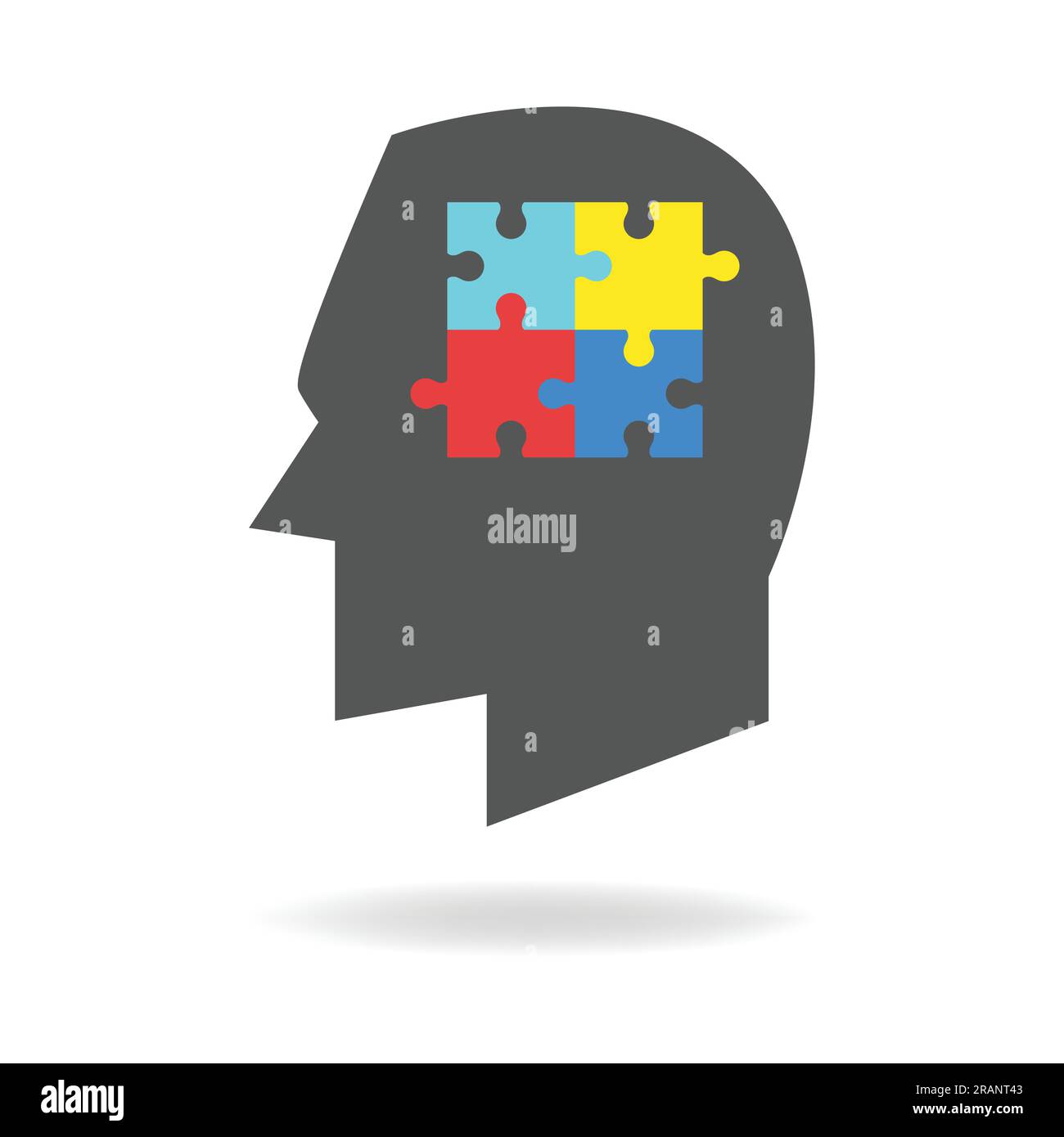 Silhouette de tête humaine avec puzzle coloré symbolisant l'autisme Illustration de Vecteur