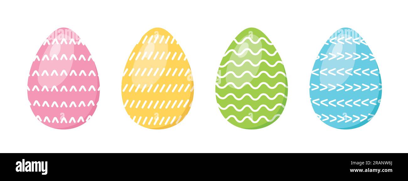 ensemble de différents oeufs de pâques colorés avec des ornements - illustration vectorielle Illustration de Vecteur