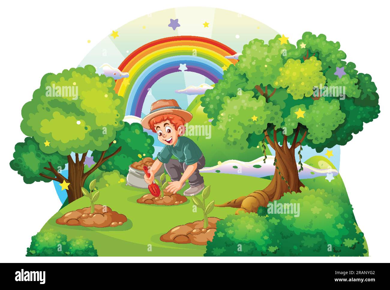 Illustration du reboisement des gens contre le changement climatique Illustration de Vecteur