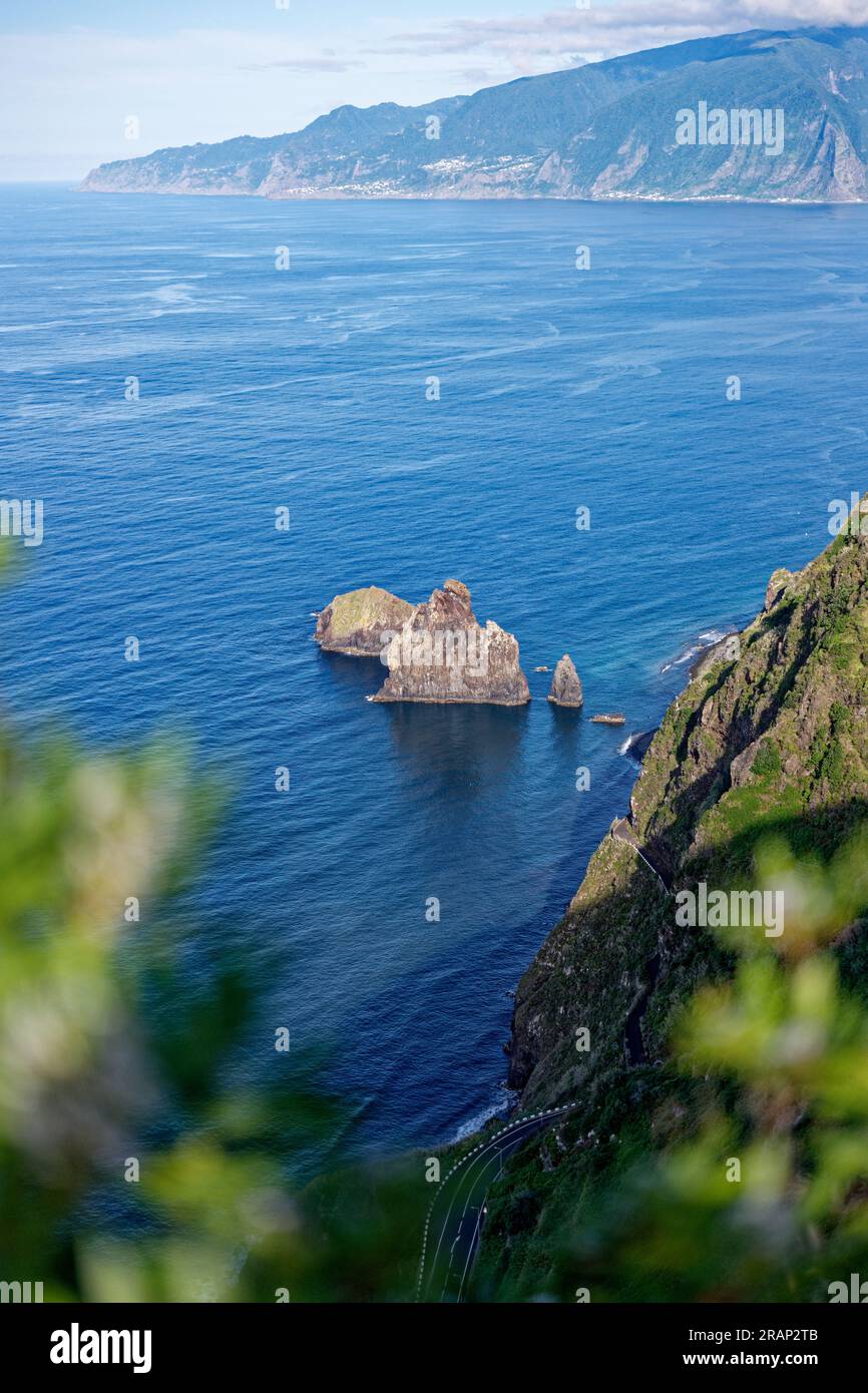 Vue sur la falaise côté nord de l'île de Madère Banque D'Images