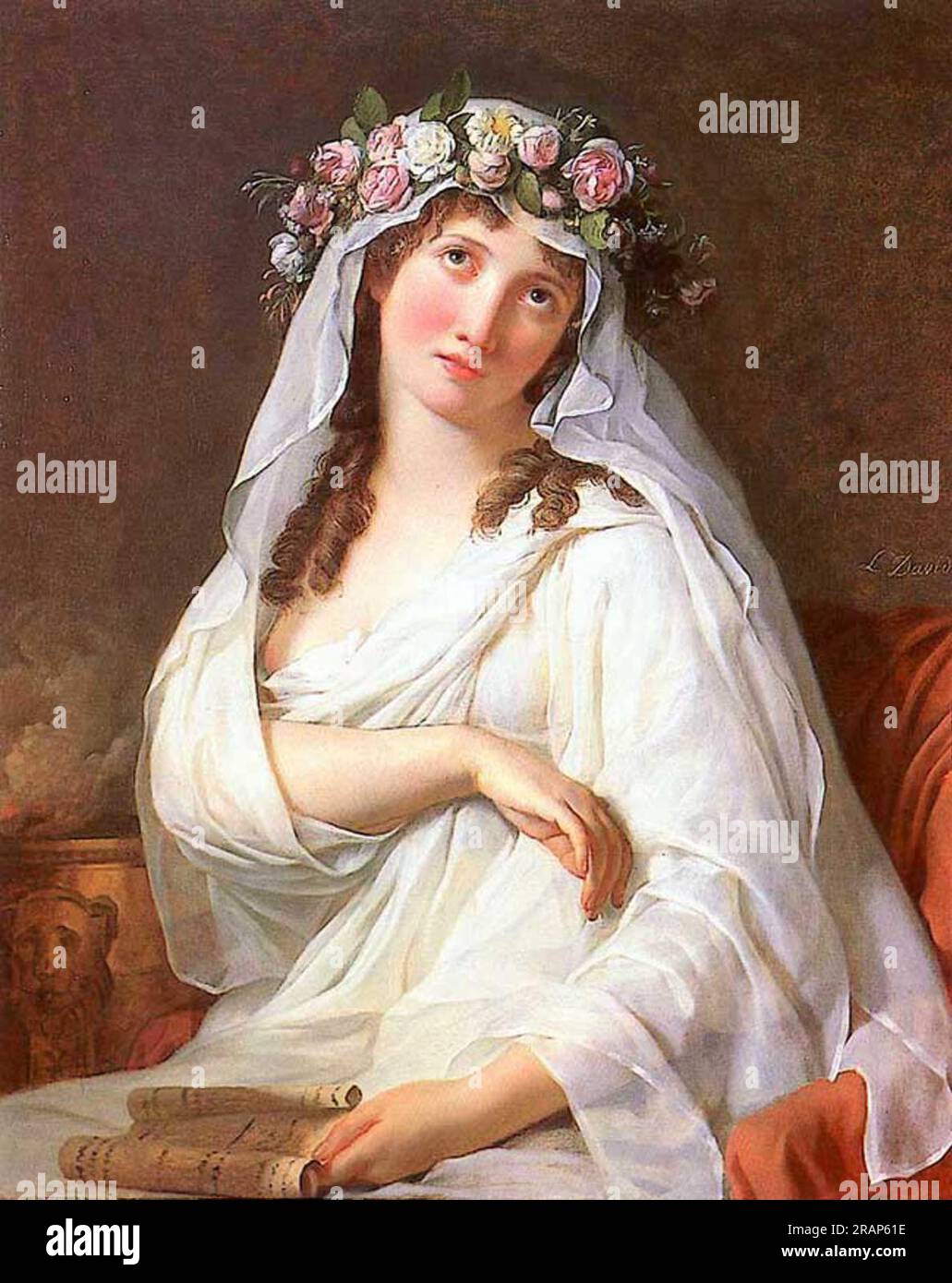 Une Vierge vestale couronnée de fleurs 1783 par Jacques-Louis David Banque D'Images