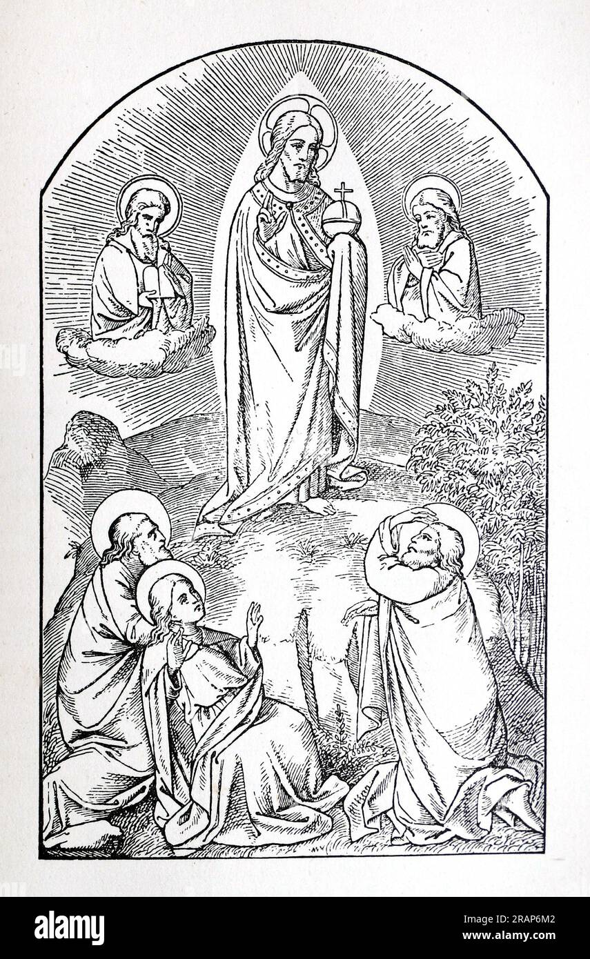 La Transfiguration du Christ, du Missal de Vienne. Gravure tirée de la vie des saints par le révérend Sabin Baring-Gould. Banque D'Images