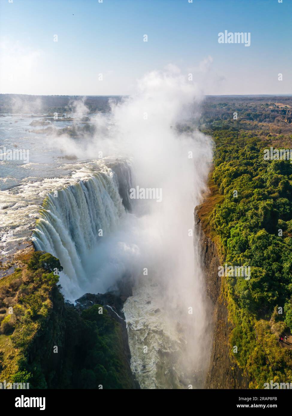Les chutes Victoria en vue aérienne - Zambie, Zimbabwe Banque D'Images