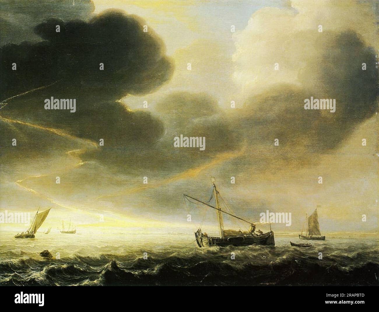 Orage au large de la côte par Simon de Vlieger Banque D'Images