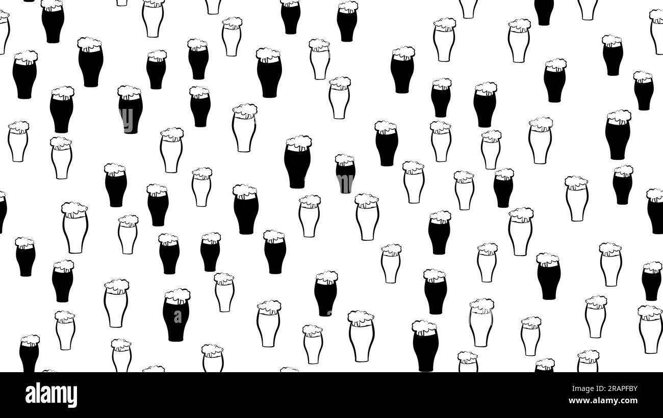 Texture motif sans couture de nombreux verres de mugs de couleur avec bière froide clair lager sombre et stout porter. Motif pour l'étiquette. Le backgroun Illustration de Vecteur