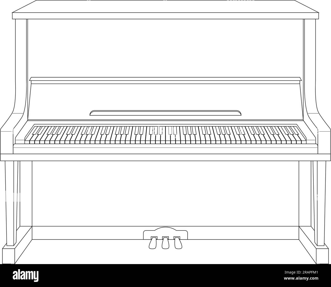 Illustration vectorielle de dessin animé facile à colorier d'un piano droit isolé sur fond blanc Illustration de Vecteur