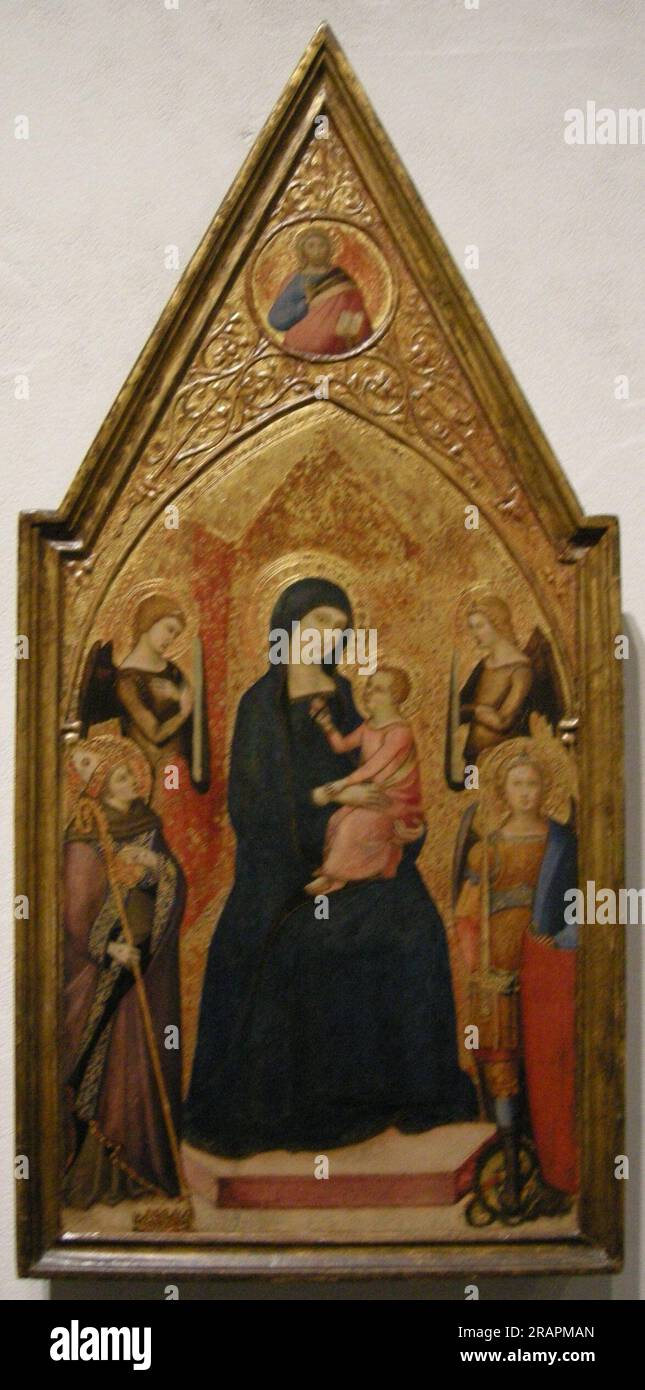 Madonna Col Bambino Tra i Santi Ludovico Di Tolosa E Michele 1362 de Luca di Tommé Banque D'Images