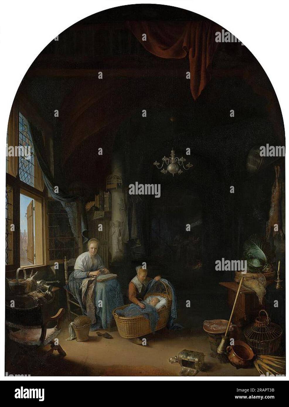 La Jeune mère 1658 de Gerrit Dou Banque D'Images