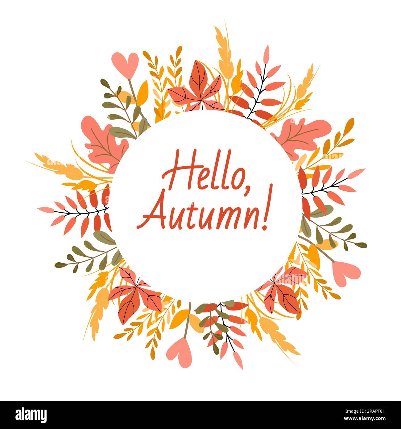 Cadre d'automne avec des feuilles. Couronne vectorielle d'éléments d'automne dans un style plat. Illustration de Vecteur