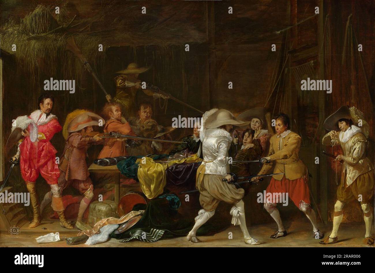 Soldats combattant sur Booty dans une grange 1634 par Willem Cornelisz Duyster Banque D'Images