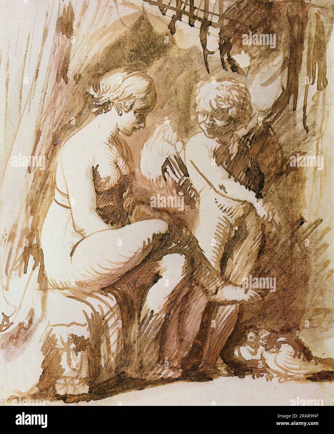 Vénus et Cupidon par Adam Elsheimer Banque D'Images