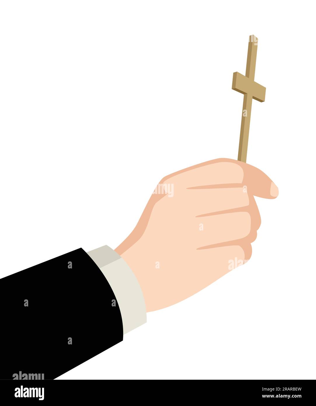 Illustration d'une main de prêtre tenant Sainte croix, exorcisme, exorciste, concept de bénédiction Illustration de Vecteur