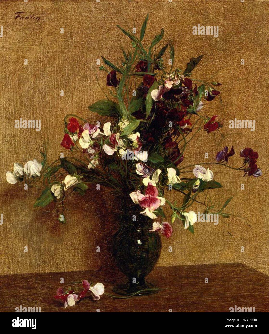 Pois sucrés dans un vase par Henri Fantin-Latour Banque D'Images