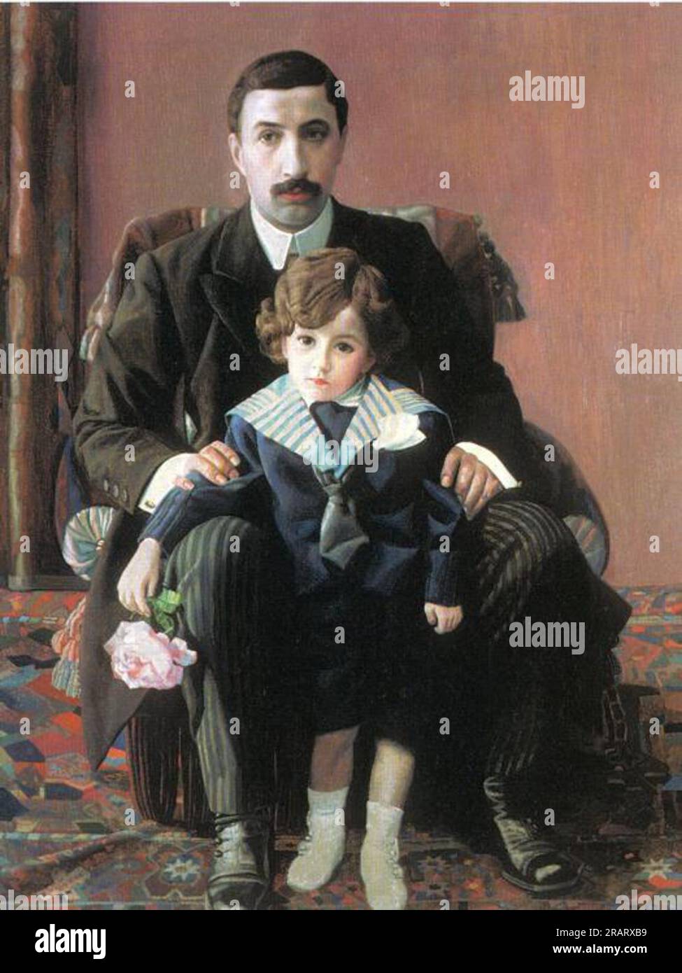 Portrait d'Arman Frantsevich Aziber et son fils 1915 par Pavel Filonov Banque D'Images