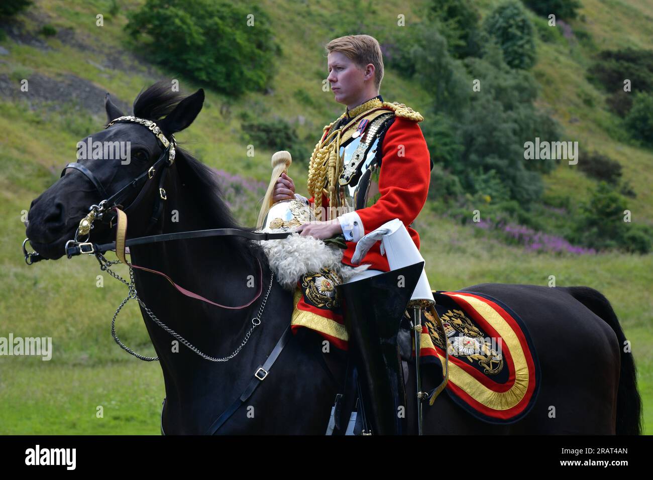 Édimbourg Écosse, Royaume-Uni 05 juillet 2023. L'armée à Holyrood Park se prépare avant un défilé à la cathédrale St Giles où aura lieu une cérémonie pour le roi Charles. crédit sst/alamy live news Banque D'Images