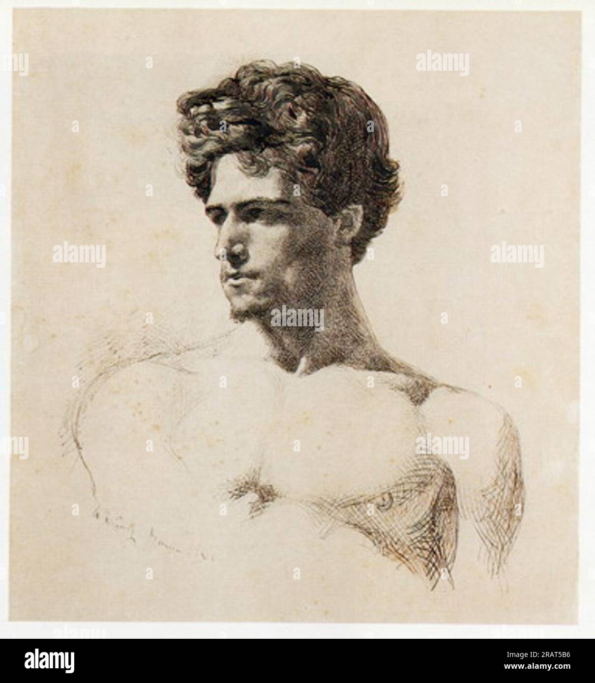Buste masculin trois quarts 1860 par Marià Fortuny Banque D'Images