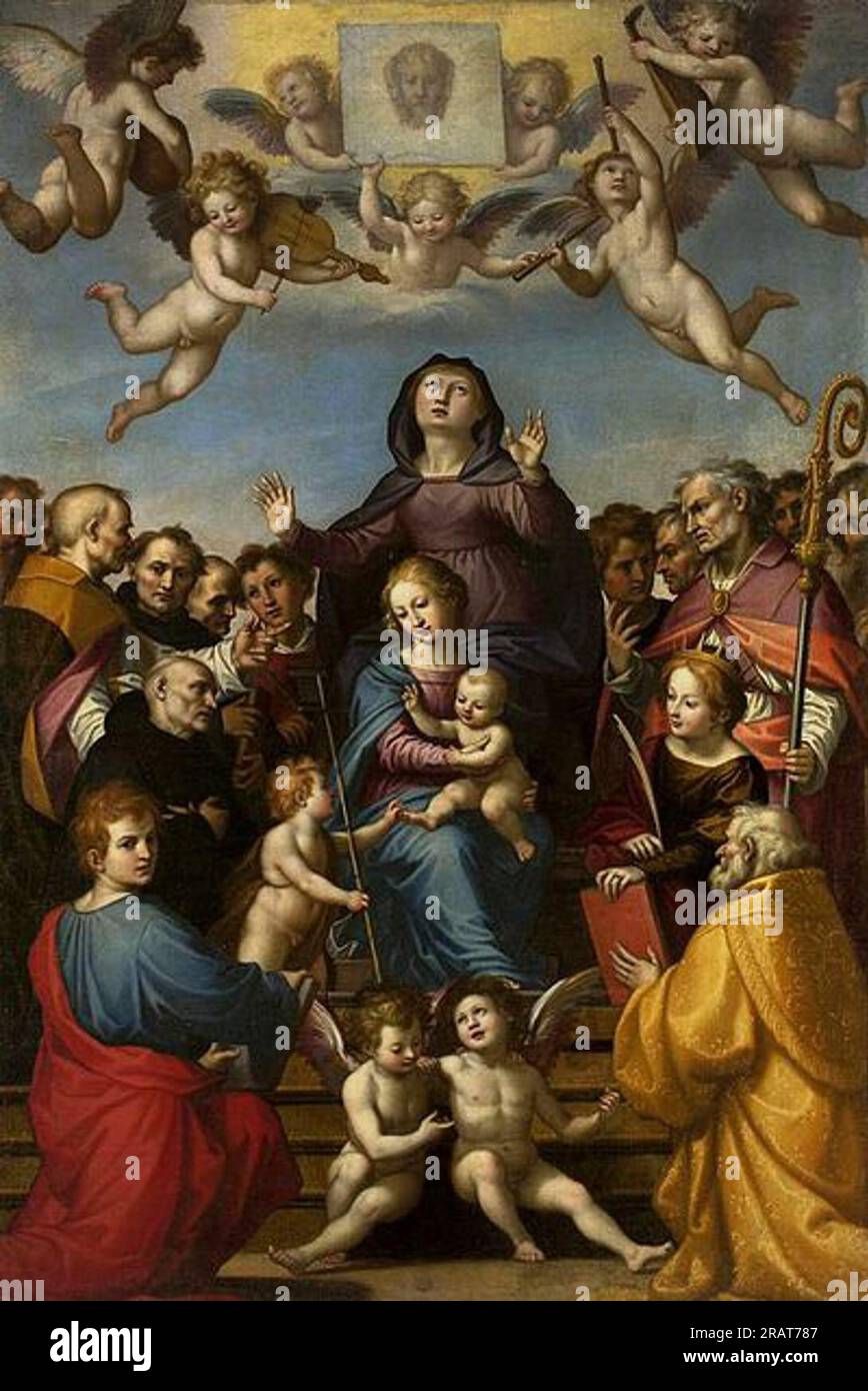 Madone et enfant avec Sainte Anne et les saints patrons de Florence c.1510 ; Lucca, Italie par FRA Bartolomeo Banque D'Images