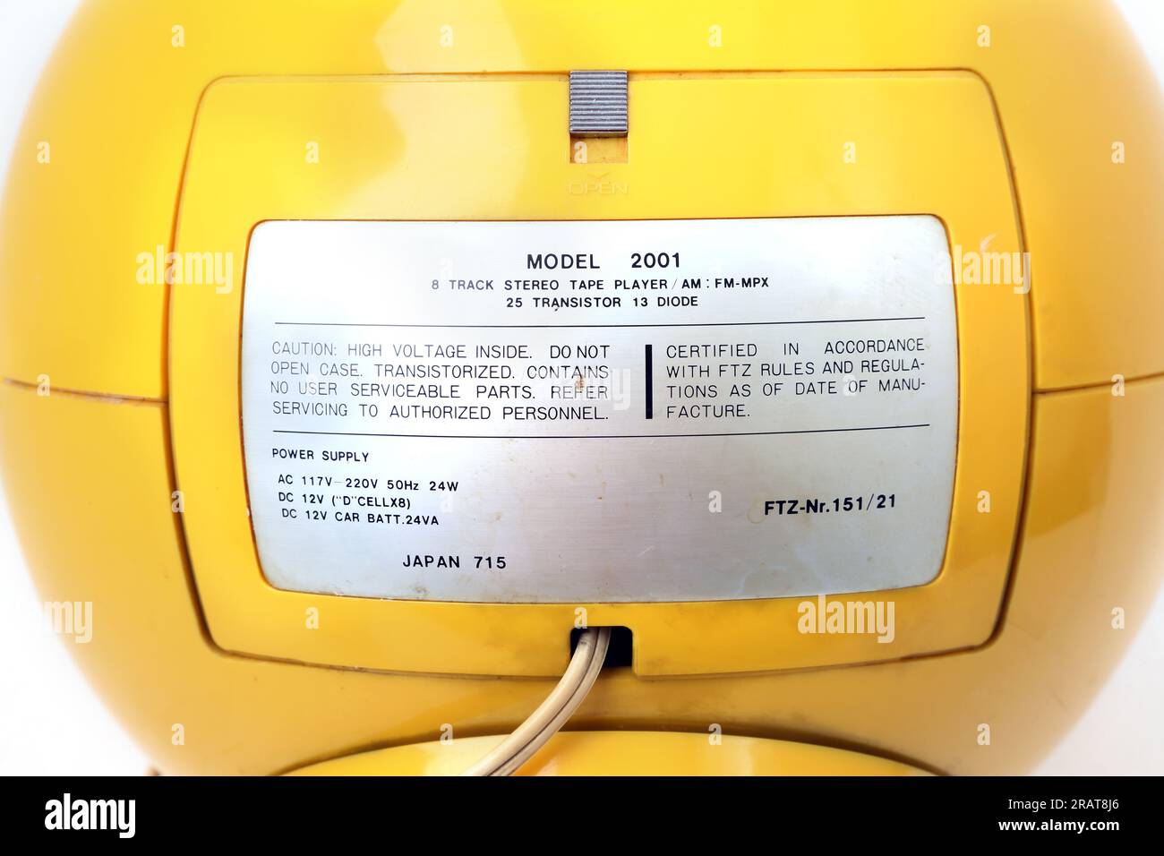 Weltron Space Ball 2001 - Radio/lecteur 8 Pistes Vintage Jaune - Japon - Fonctionne
