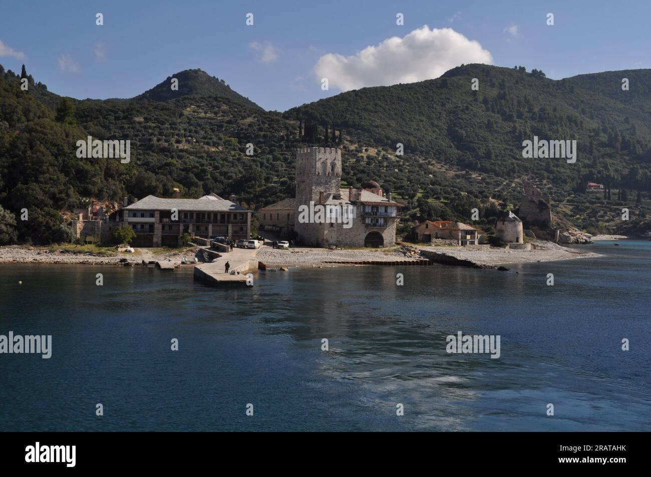 L'Arsanas Zografou (bâtiment portuaire) du monastère de Zografou est un monastère construit sur le mont Athos Banque D'Images