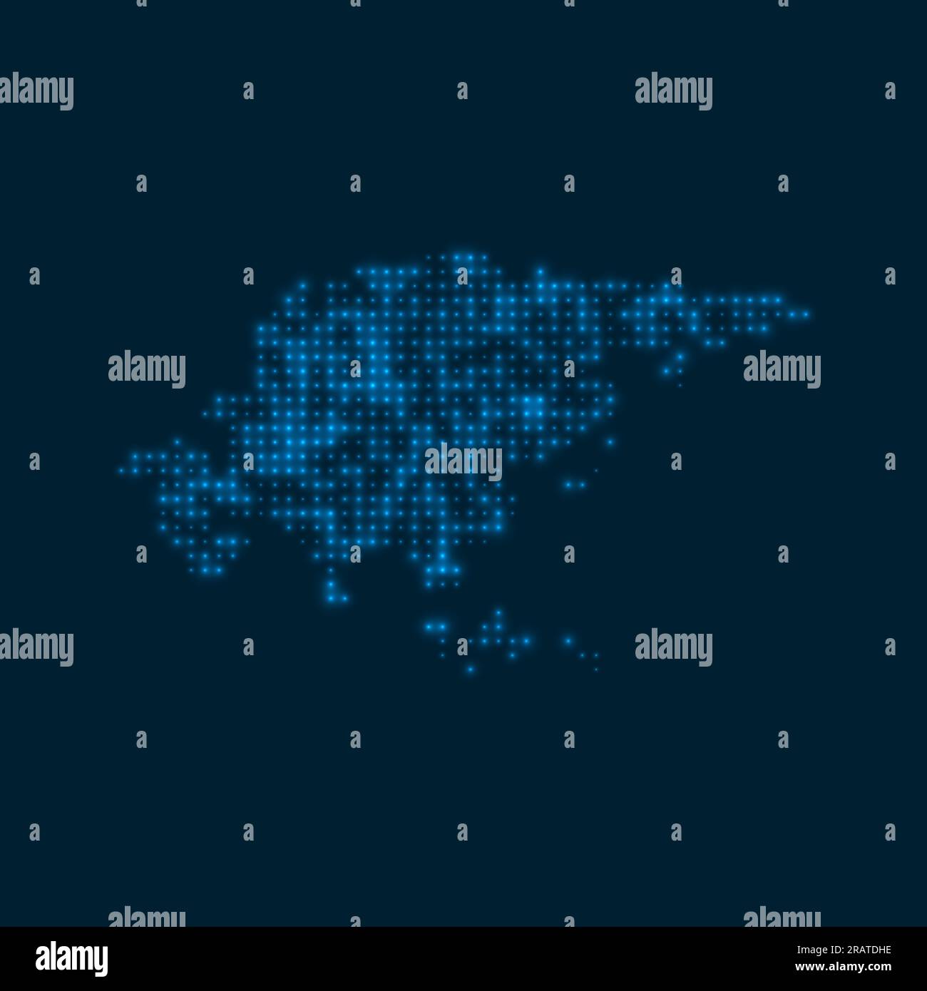 Carte lumineuse pointillée d'Asie. Forme du continent avec des ampoules bleues brillantes. Illustration vectorielle. Illustration de Vecteur
