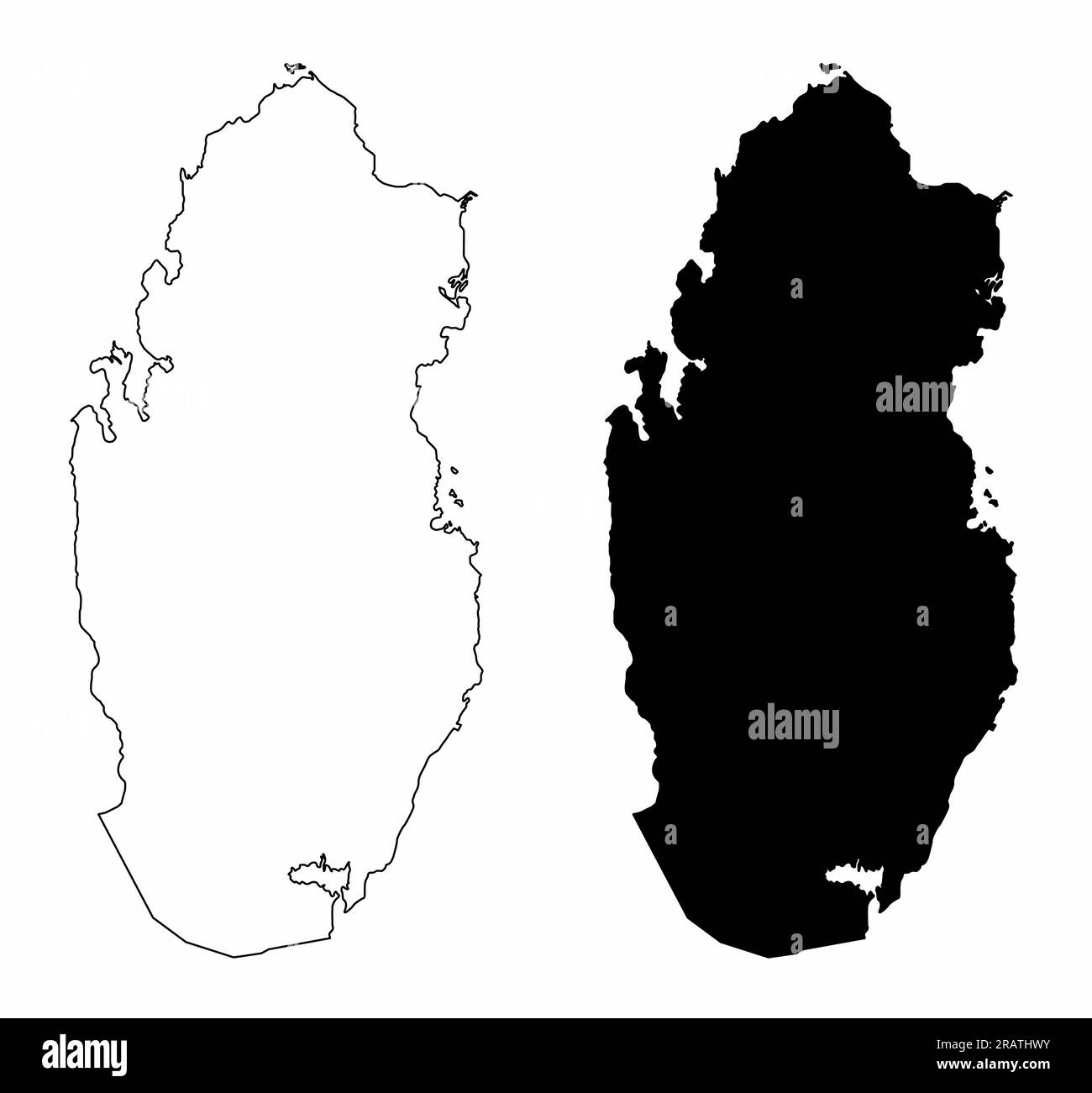 Les cartes silhouettes Qatar noir et blanc Illustration de Vecteur