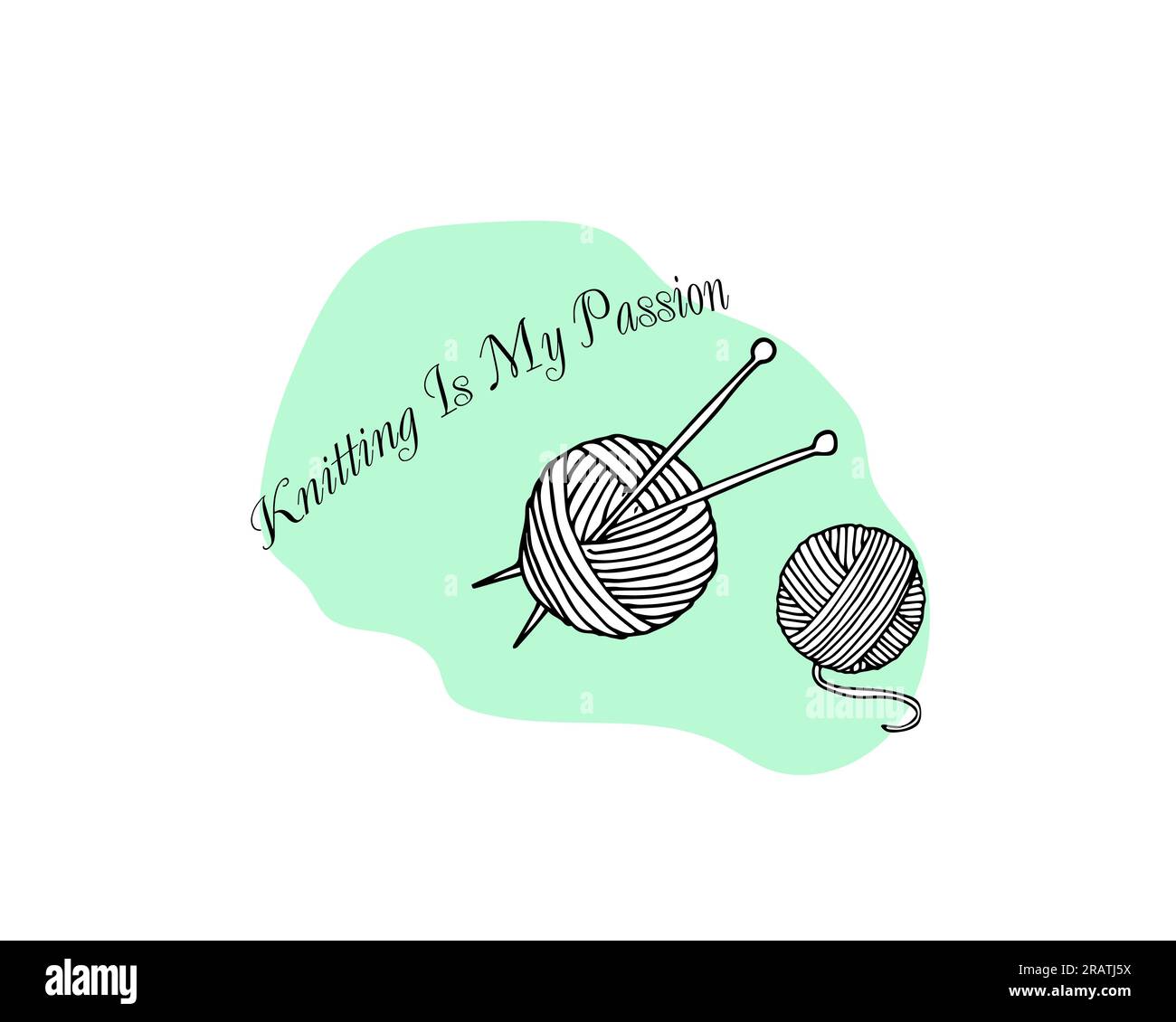 tricoter étiquette avec lettrage tricoter est ma passion. Il peut être utilisé pour les autocollants et les étiquettes. Illustration de tricot dessinée à la main isolée sur fond blanc Illustration de Vecteur