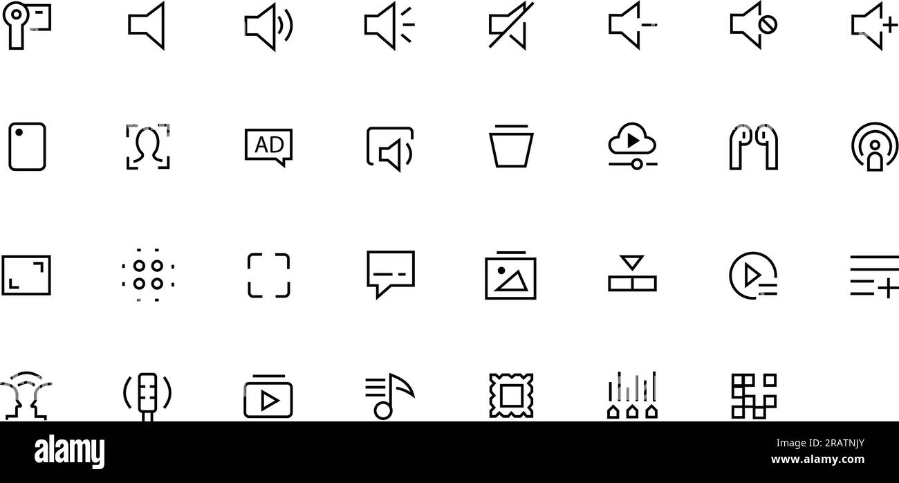 Icônes multimédia. Photo, vidéo, jeu d'illustrations vectorielles de musique. Illustration de Vecteur