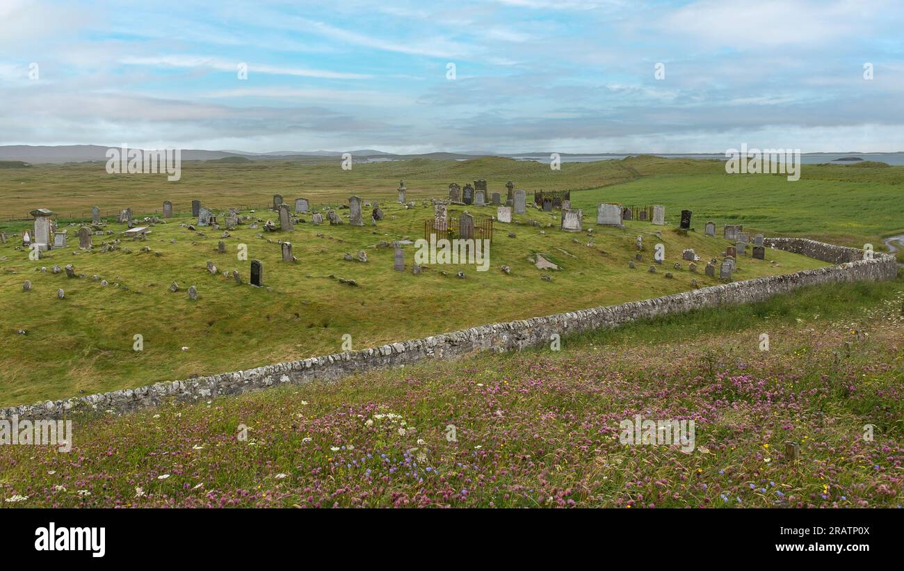 Old Clachan Shannda Burial Ground, Clachan Sands, Uist, North Uist, Hébrides, Hébrides extérieures, Îles occidentales, Écosse, Royaume-Uni, Grande-Bretagne Banque D'Images