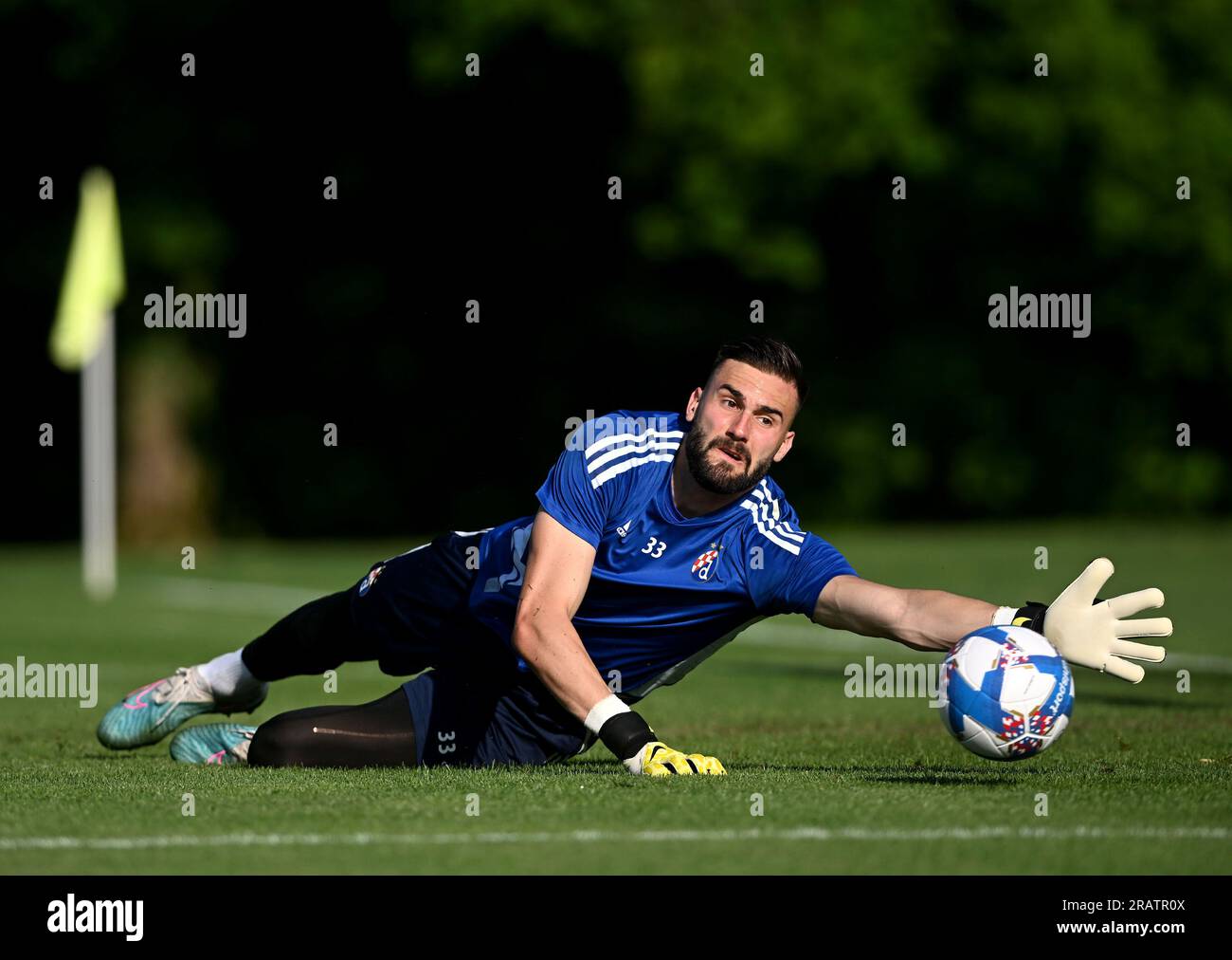 Kranj, Slovénie. 05 juillet 2023. Le gardien Ivan Nevistic du Dinamo Zagreb lors d'une séance d'entraînement au National football Center Brdo le 05 juillet 2023 à Brdo, Slovénie. Crédit : Pixsell/Alamy Live News Banque D'Images